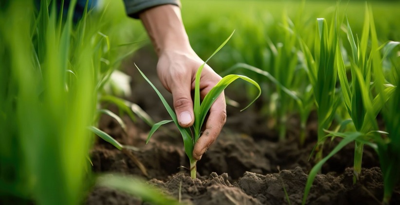 پنج شرکت بزرگ کشاورزی جهان - دستی در حال برداشت گیاه از زمین